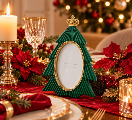 EDG Enzo De Gasperi Portafoto con Corona di Pino Green 18,5x2xH25 cm – Decorazione di Natale