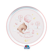 Big Party Plates Paper Baptism Bear D 18 Cm Pack 6 Pcs Pink