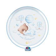 Big Party Paper Plates Baptism Bear D 18 Cm Pack 6 Pcs Light Blue