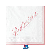 Big Party Paper Napkins Baptism 25 x 25 Cm Pack 16 Pcs Pink