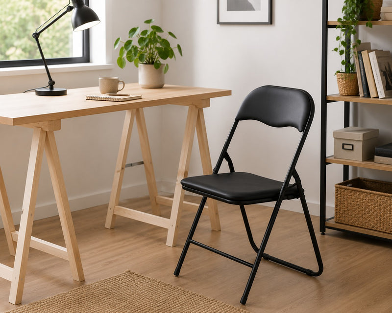 L'Arcolaio My Folding Metal Upholstered Black Chair