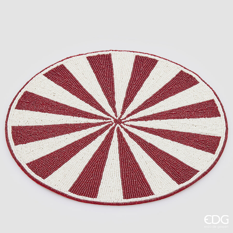 EDG Enzo De Gasperi Sunburst Charger Plate Ø36 cm White Red – Christmas Table Decoration