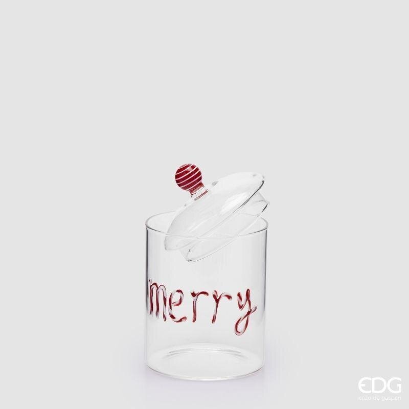 EDG Enzo De Gasperi Merry Christmas Cylindrical Container Red H16.5 Ø10 cm – Christmas Decoration