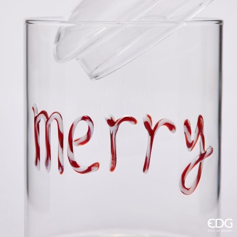 EDG Enzo De Gasperi Merry Christmas Cylindrical Container Red H16.5 Ø10 cm – Christmas Decoration