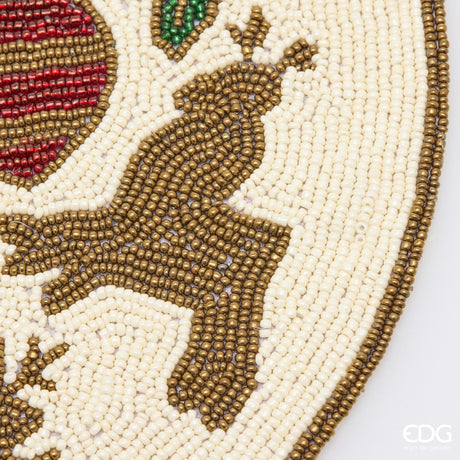 EDG Enzo De Gasperi Round Charger Plate Pine and Reindeer Green Red Ø35 cm – Christmas Table