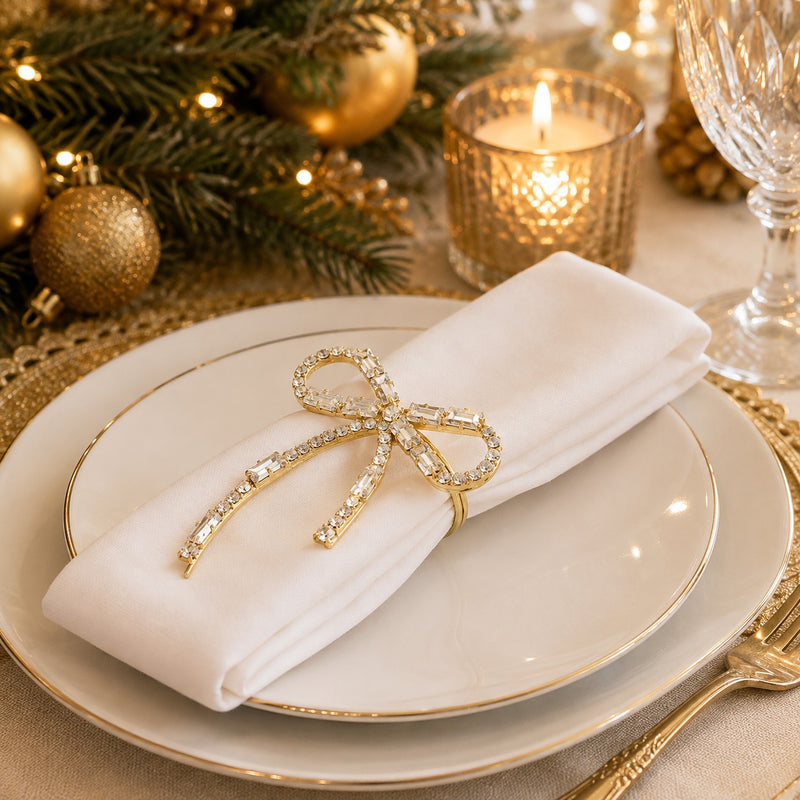EDG Enzo De Gasperi Portatovagliolo Fiocco H9 Ø4 cm Oro Chiaro – Decorazione Tavola di Natale