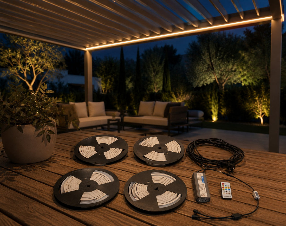 L'Arcolaio Silicone LED Lights 8x8 mm for 3x4 m Dimmable Bioclimatic Pergola