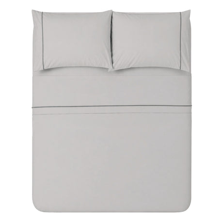 Androni Giocattoli Plain Double Bed Set with Piping – Sheet Set with Decorative Edge, 4 Assorted Colours 1 pc