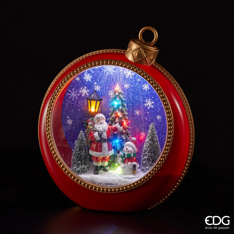 EDG Enzo De Gasperi Diorama Santa Claus with Pine Ball MiniLed H 46 Cm W 40 Cm L 15 Cm Red Gold