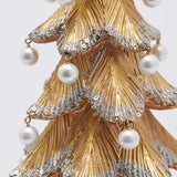 Poly Pine Christmas Tree with Pearls H 36 Cm D 19 Cm Gold Silver