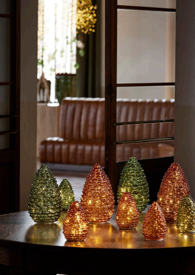EDG Enzo De Gasperi Led Pine Cone Christmas Decoration H 15 Cm D 10 Cm Amber