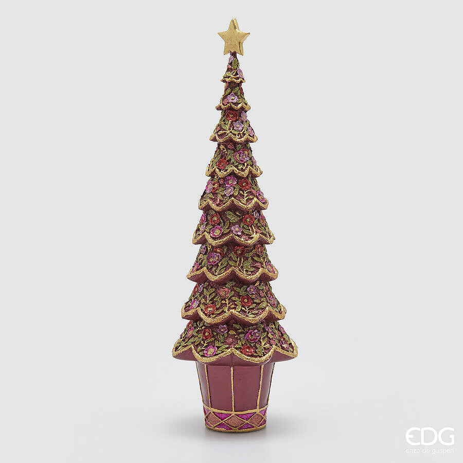 EDG Enzo De Gasperi Christmas Decoration DecoGlitter Pine H 43 Cm D 15 Cm Purle