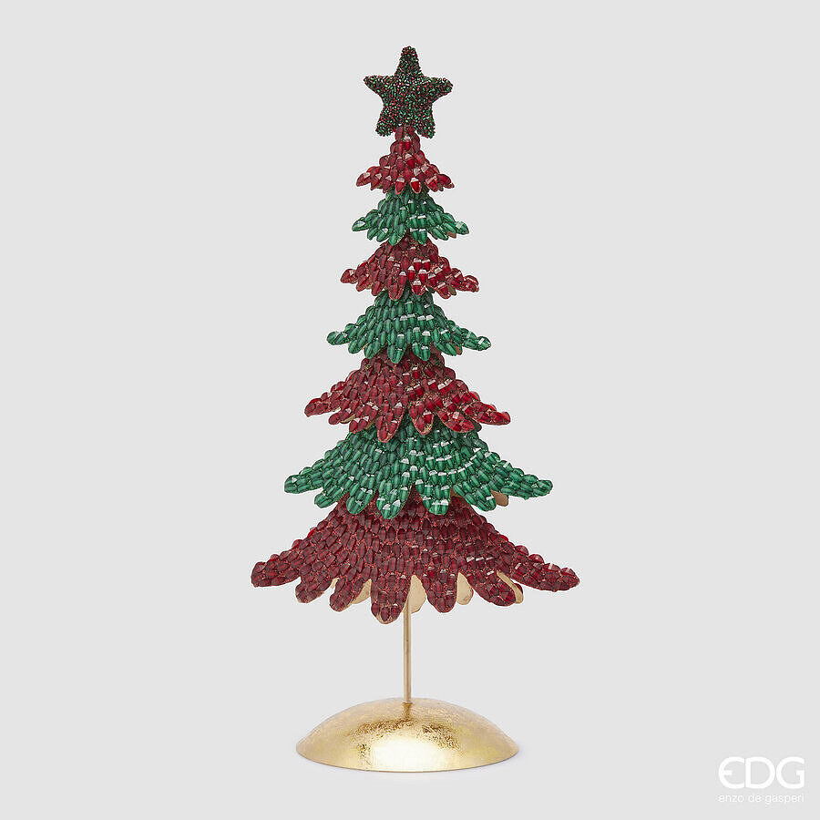 EDG Enzo De Gasperi Decoro Natale Perle Pino H 50 Cm L 23 Cm L 8 Cm Green Red