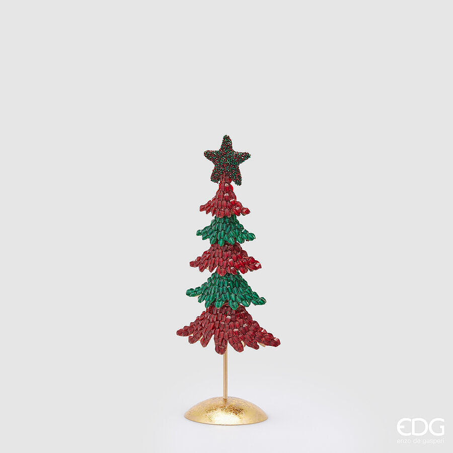 EDG Enzo De Gasperi Christmas Decoration Pearls Pine H 37 Cm L 15 Cm L 8 Cm Green Red