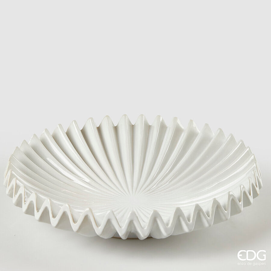 edg enzo de gasperi piatto decorativo raggiera rotondo h 9 cm d 365 cm ceramica ivory ean 8059824465832