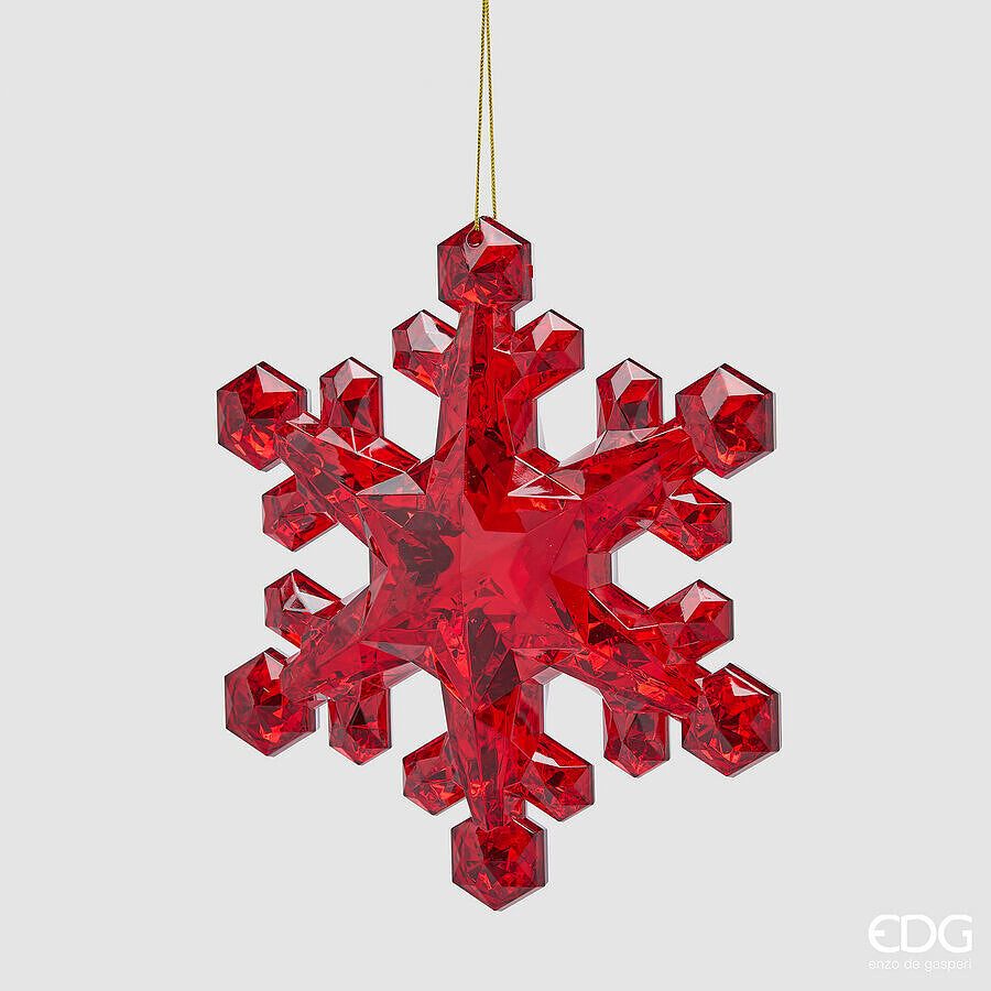 EDG Enzo De Gasperi Hanging Snowflake Decoration Red H23.5 cm – Christmas Ornament