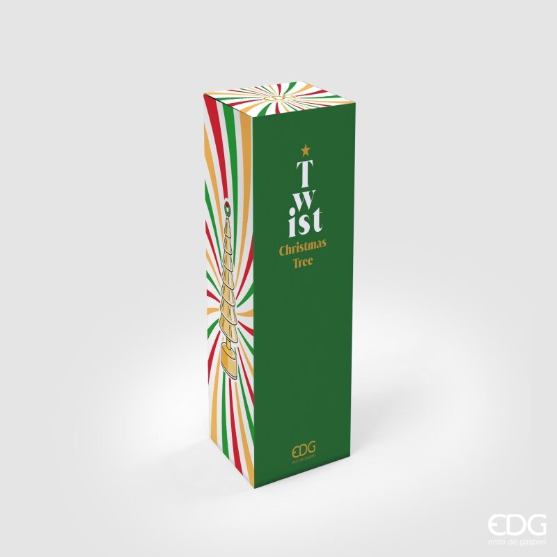 EDG Enzo De Gasperi Pino Twist Gold with MicroLED and Movement H42 Ø11 cm – Christmas Decoration