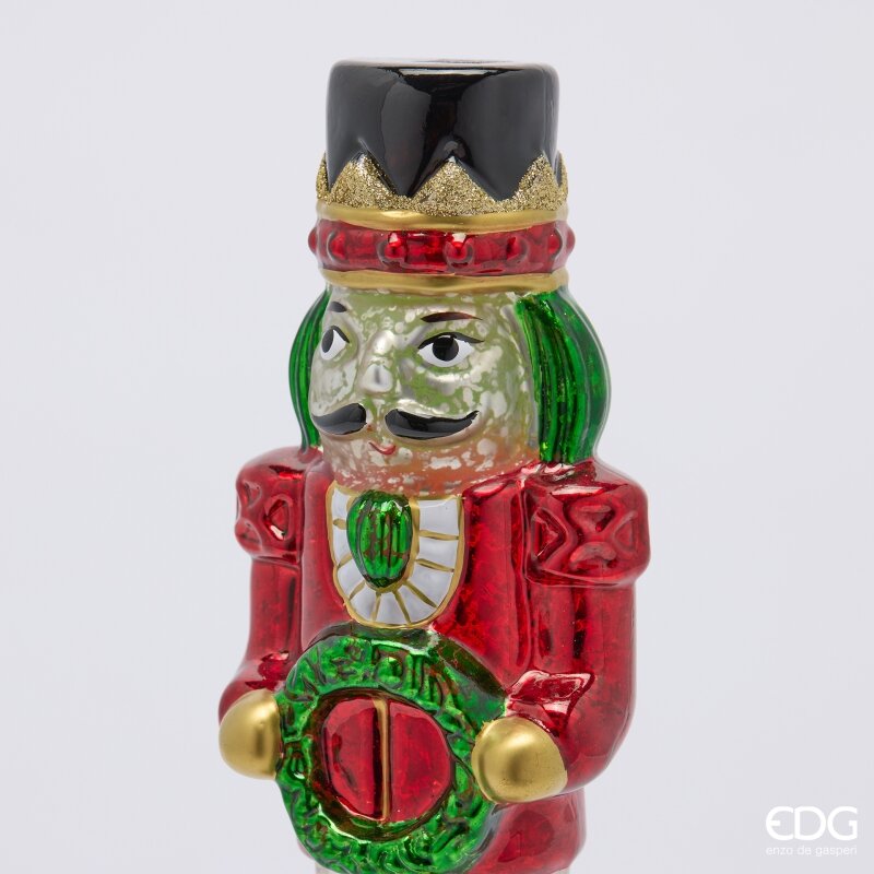 EDG Enzo De Gasperi Soldatino Twist Green Red with MicroLED and Movement H36 Ø9 cm – Christmas Decoration