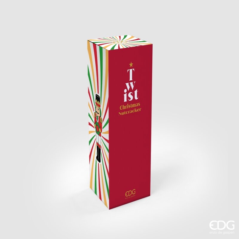 EDG Enzo De Gasperi Soldatino Twist Green Red with MicroLED and Movement H36 Ø9 cm – Christmas Decoration