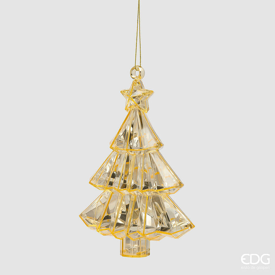EDG Enzo De Gasperi Diamond Pine Charm to Hang Champagne 17x13x6 cm – Christmas Decoration