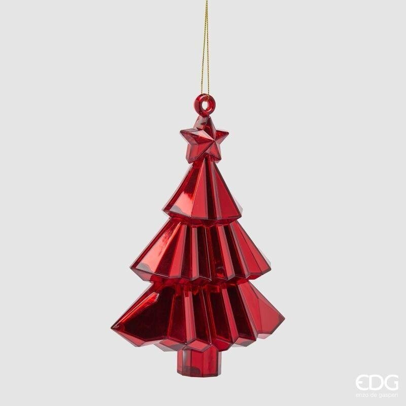 EDG Enzo De Gasperi Diamond Decoration Hanging Pine Red 17x13x6 cm – Christmas Ornament