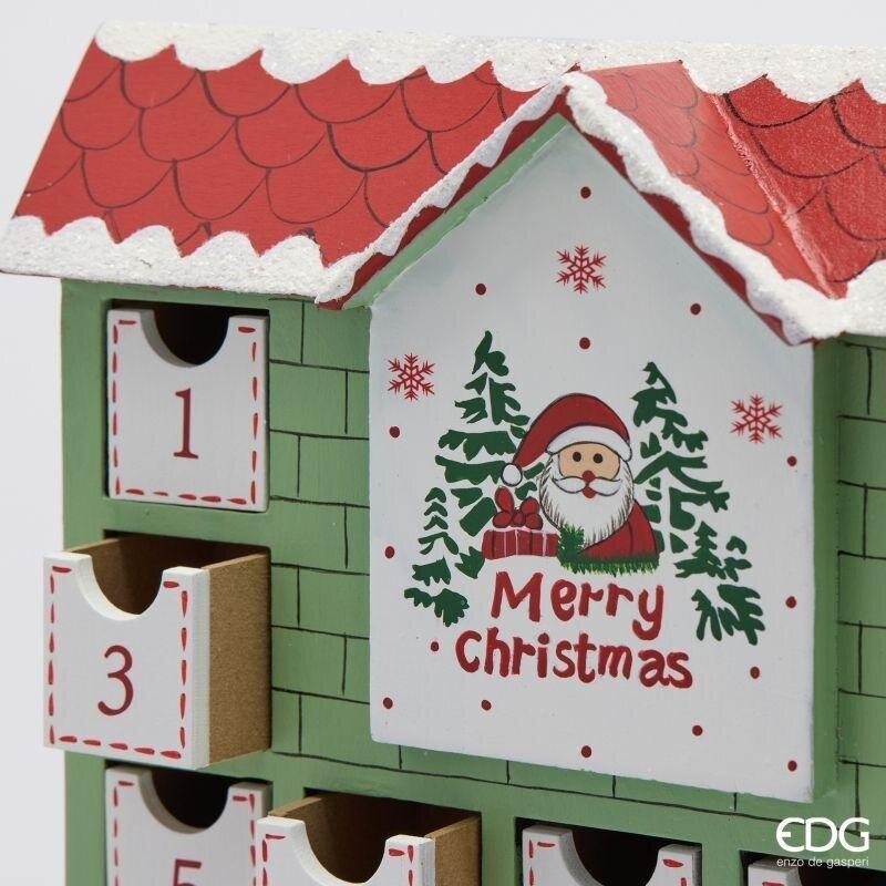 EDG Enzo De Gasperi Casetta Avvento Natalizia H35,5x25x9,5 cm Verde Chiaro – Decorazione di Natale