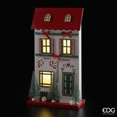 EDG Enzo De Gasperi Diorama Christmas House LED H36 cm White Red – Christmas Decoration