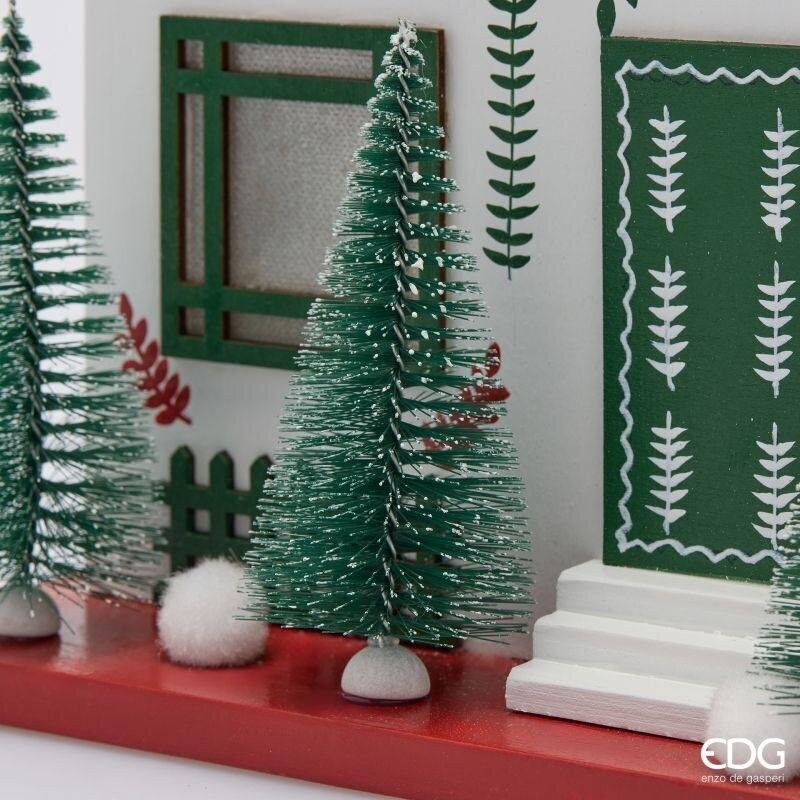 EDG Enzo De Gasperi Diorama Casetta Natalizia LED H36 cm Bianco Rosso – Decorazione di Natale