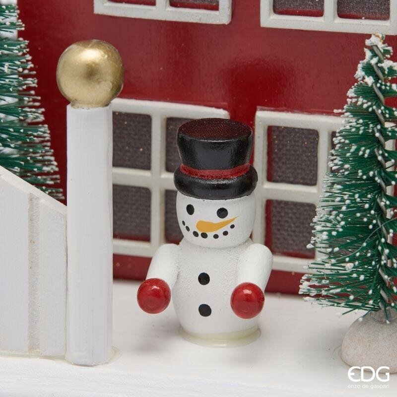 EDG Enzo De Gasperi Diorama Casetta Natalizia con LED H33x33x12 cm Rosso Scuro – Decorazione di Natale