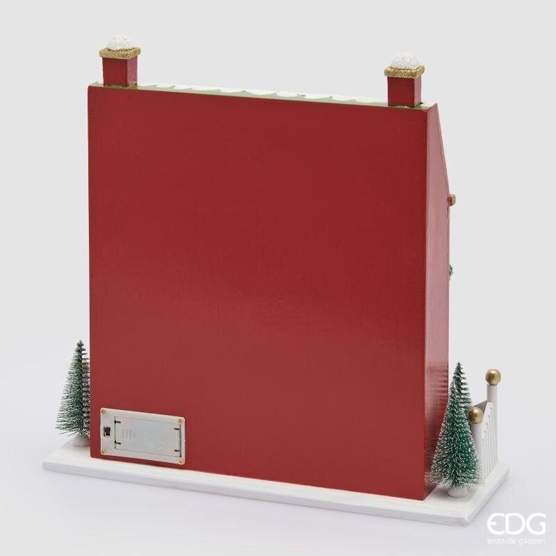EDG Enzo De Gasperi Diorama Casetta Natalizia con LED H33x33x12 cm Rosso Scuro – Decorazione di Natale