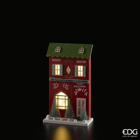 EDG Enzo De Gasperi Diorama Christmas House LED H27.5x16.5x7.5 cm Red Mix – Christmas Decoration