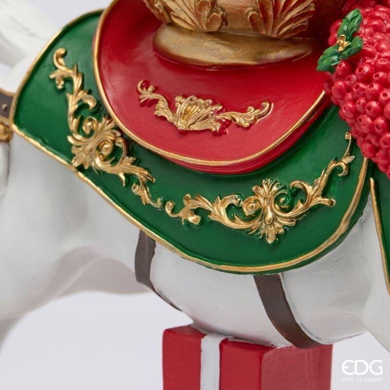 EDG Enzo De Gasperi Cavallo a Dondolo Natalizio H43,5x36,5x13 cm Bianco Rosso – Decorazione di Natale