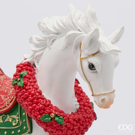 EDG Enzo De Gasperi Rocking Horse Christmas H30.5x32.5x9 cm White Red – Christmas Decoration