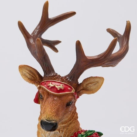 EDG Enzo De Gasperi Christmas Reindeer with Wreath H24x23.5x13.5 cm Hazelnut – Christmas Decoration
