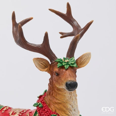 EDG Enzo De Gasperi Christmas Reindeer with Garland H44x32x14.5 cm Hazelnut – Christmas Decoration