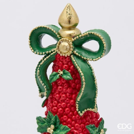 EDG Enzo De Gasperi Christmas Pine with Bow H34 cm Green Red – Christmas Decoration