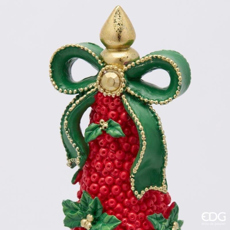 EDG Enzo De Gasperi Pino di Natale con Fiocco H34 cm Verde Rosso – Decorazione Natalizia