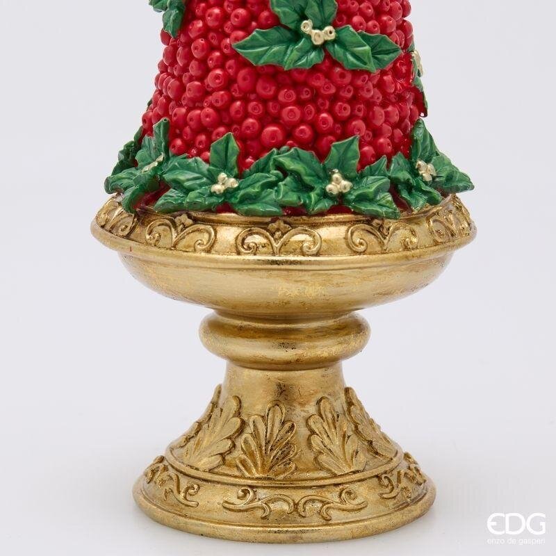 EDG Enzo De Gasperi Pino di Natale con Fiocco H34 cm Verde Rosso – Decorazione Natalizia