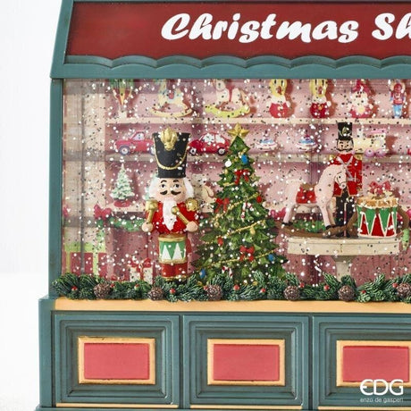 EDG Enzo De Gasperi Christmas Shop LED H22x22x8 cm Green Red with Music, Movement and Lights – Christmas Decoration