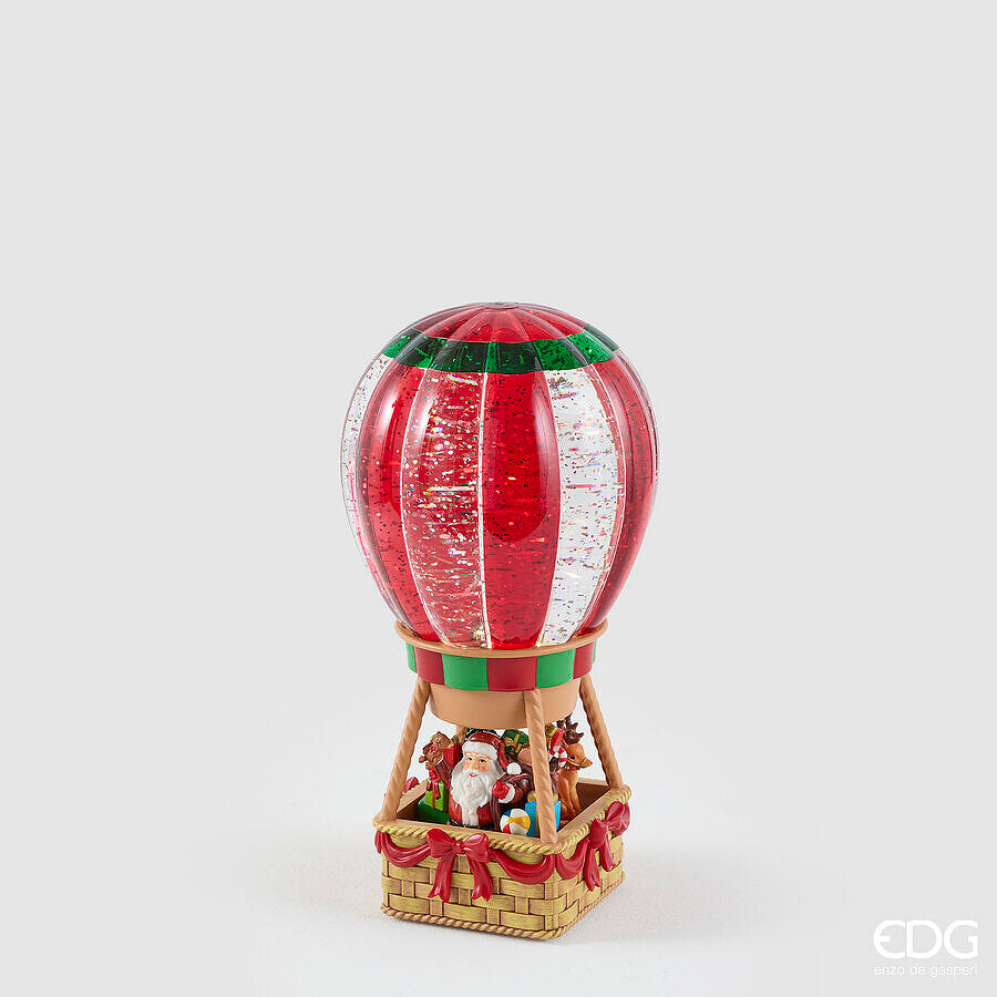 EDG Enzo De Gasperi Mongolfiera Natalizia LED H25 Ø12 cm Bianca Rossa con Musica, Movimento e Luci – Decorazione di Natale