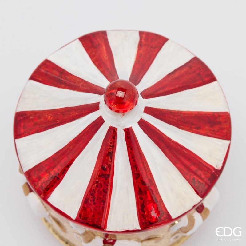 EDG Enzo De Gasperi Giostra Twist LED H17 Ø15 cm Bianca Rossa Movimento e Luci – Decorazione Natalizia Scatola Regalo