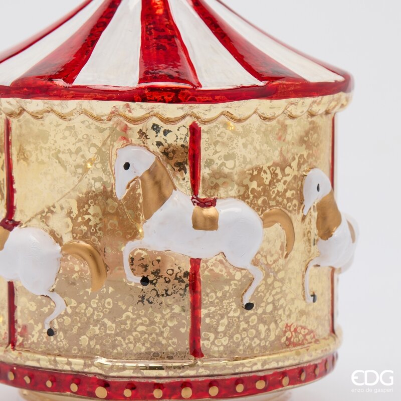 EDG Enzo De Gasperi Giostra Twist LED H17 Ø15 cm Bianca Rossa Movimento e Luci – Decorazione Natalizia Scatola Regalo