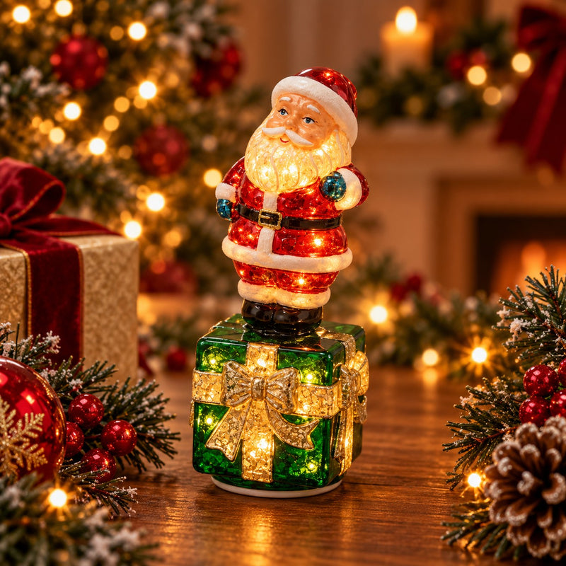 EDG Enzo De Gasperi Santa Claus Twist with LED and Movement White Red 11.5x11.5xH29 cm – Christmas Decoration