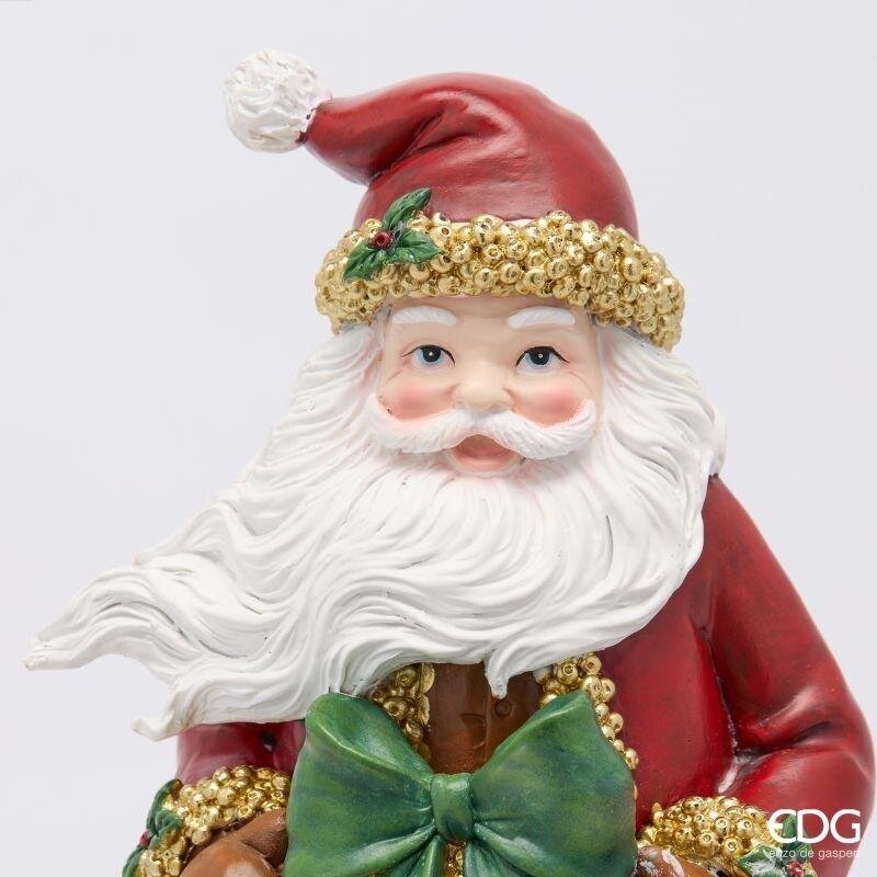 EDG Enzo De Gasperi Babbo Natale con Ghirlanda H37x17x16 cm Verde Rosso – Decorazione di Natale