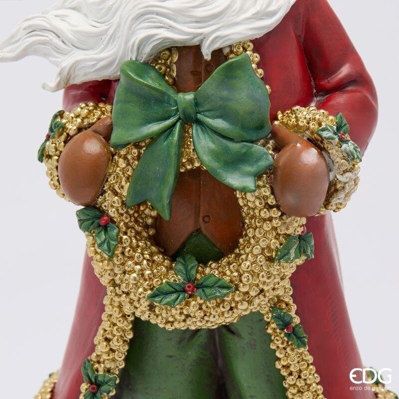 EDG Enzo De Gasperi Babbo Natale con Ghirlanda H37x17x16 cm Verde Rosso – Decorazione di Natale