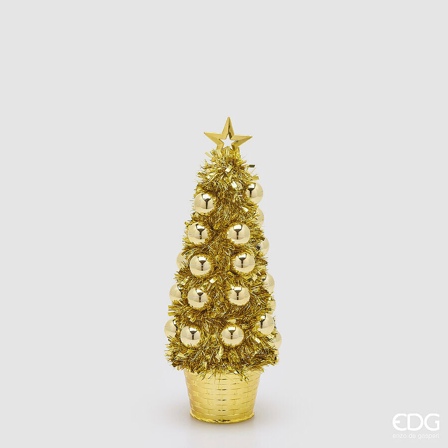 EDG Enzo De Gasperi Pine Decoration with Gold Baubles H35 Ø13 cm – Christmas Decoration