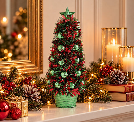 EDG Enzo De Gasperi Pino con Palle Green Mix H35 Ø13 cm – Decorazione di Natale