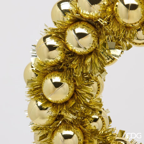 EDG Enzo De Gasperi Wreath with Hanging Balls Gold Ø32xH6.5 cm – Christmas Decoration