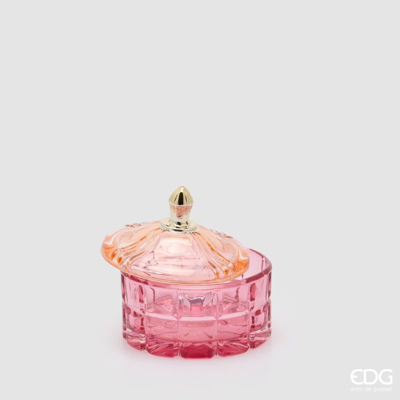 EDG Enzo De Gasperi Contenitore Decorativo Rotondo a Rombi H9,5 Ø8,5 cm Rosso – Decorazione di Natale