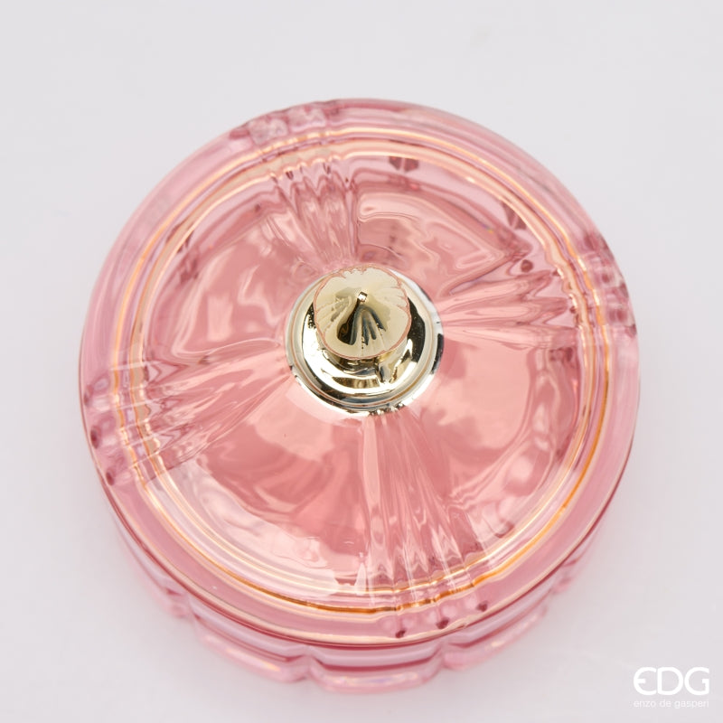 EDG Enzo De Gasperi Contenitore Decorativo Rotondo H10,5 Ø10,5 cm Rosa – Complemento d’Arredo